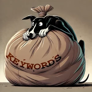 Chani der Whippet hat Keywords gestopft