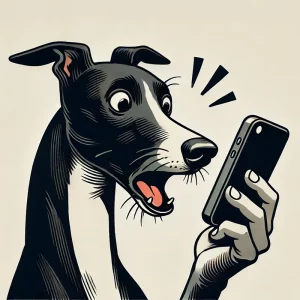 Chani der Whippet ist von der hässlichen Wahrheit geschockt